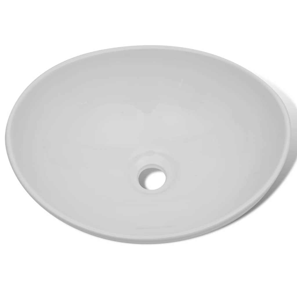 Lavandino da bagno con miscelatore ovale in ceramica bianco 02_0002843