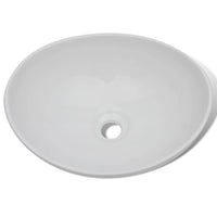 Lavandino da bagno con miscelatore ovale in ceramica bianco 02_0002843