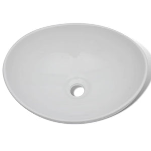 Lavandino da bagno con miscelatore ovale in ceramica bianco 02_0002843