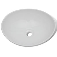 Lavello Bagno con Miscelatore-Lavandino-Lavabo in Ceramica Ovale Bianco 655592