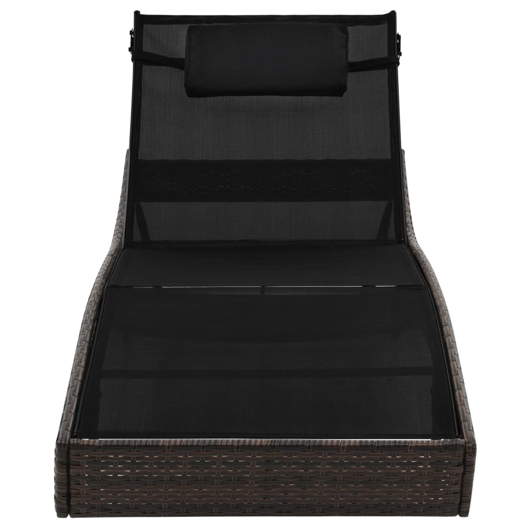 Lettino Prendisole con Cuscino in Polyrattan Marrone 44716