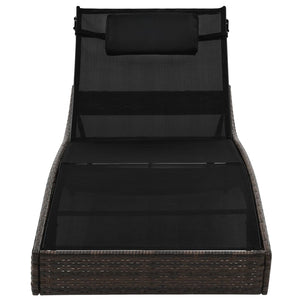 Sdraio sdraio prendisole lettino da giardino terrazzo arredo da esterno con cuscino in resina intrecciata marrone 02_0012558