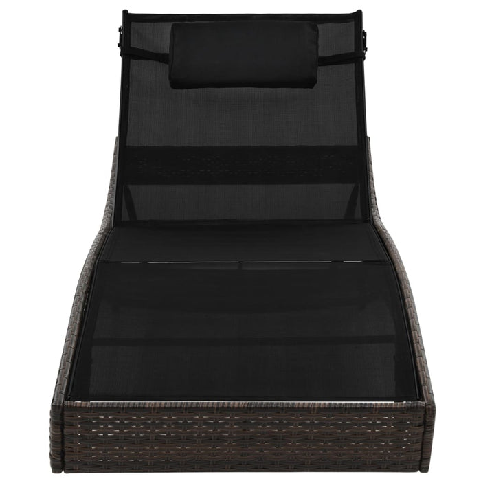 Sdraio sdraio prendisole lettino da giardino terrazzo arredo da esterno con cuscino in resina intrecciata marrone 02_0012558