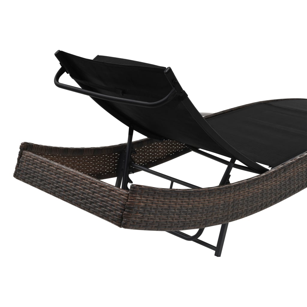 Lettino Prendisole con Cuscino in Polyrattan Marrone 44716