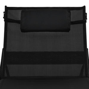 Lettino Prendisole con Cuscino in Polyrattan Nero 44717