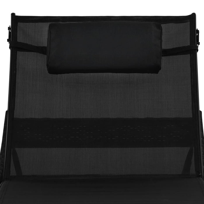 Lettino Prendisole con Cuscino in Polyrattan Nero 44717