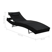 Lettino Prendisole con Cuscino in Polyrattan Nero 44717