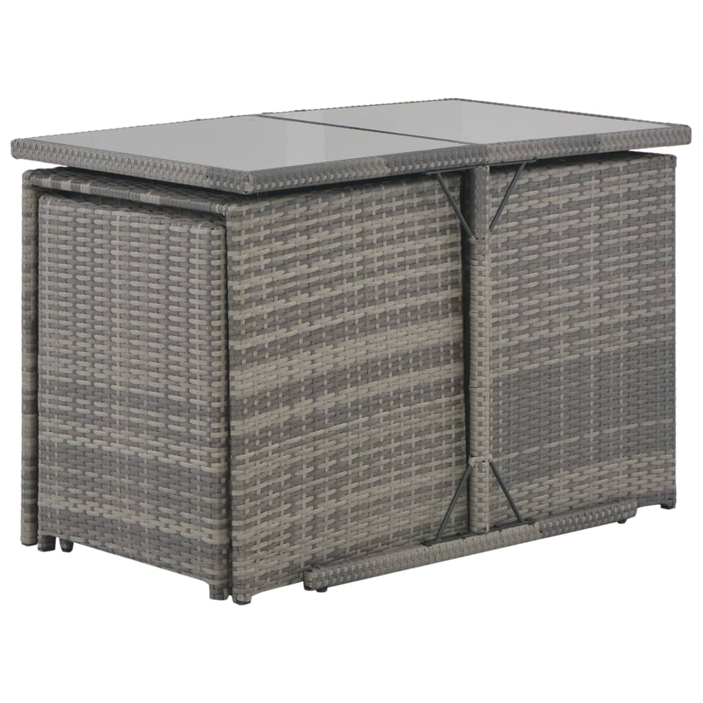 Set da Pranzo per Esterni 7 pz con Cuscini in Polyrattan Grigio 44721