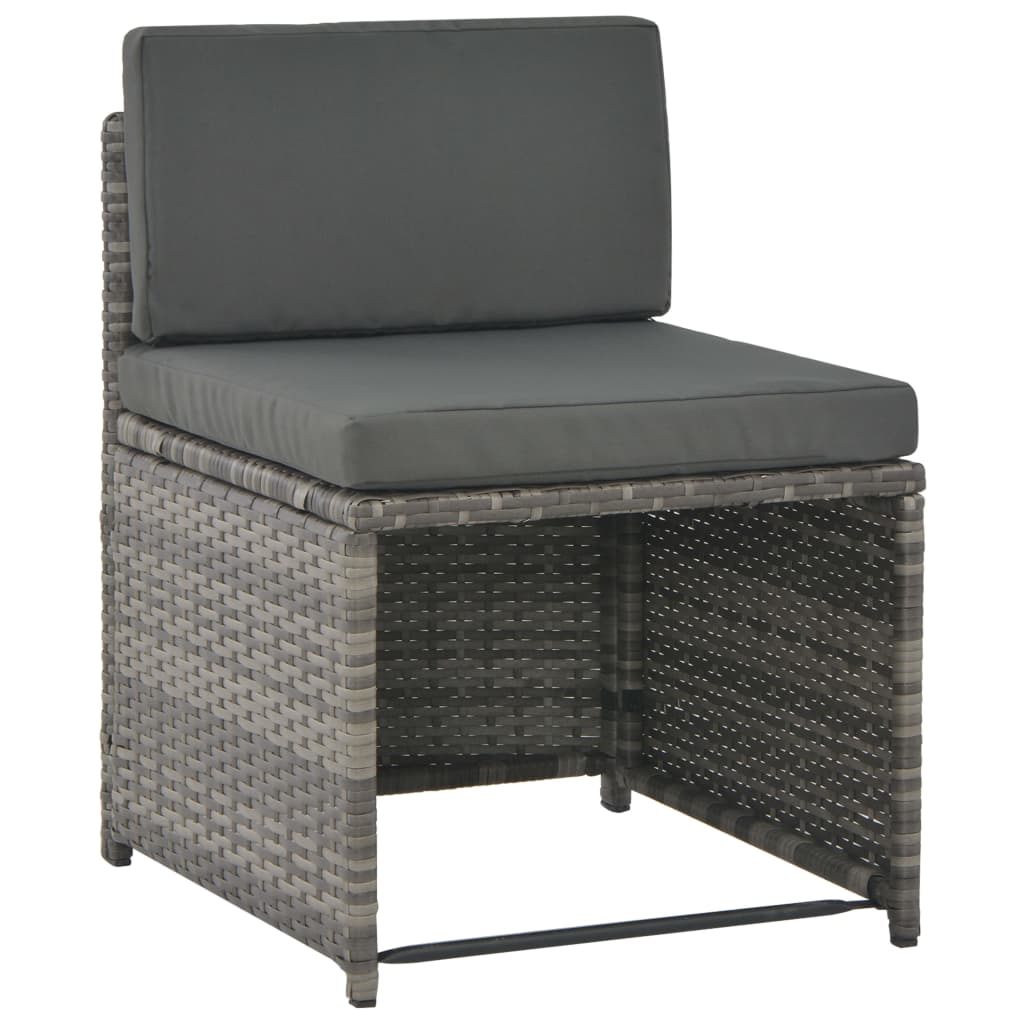Set da Pranzo per Esterni 7 pz con Cuscini in Polyrattan Grigio 44721