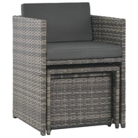 Set da Pranzo per Esterni 7 pz con Cuscini in Polyrattan Grigio 44721