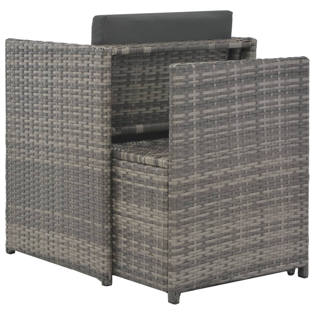 Set da Pranzo per Esterni 7 pz con Cuscini in Polyrattan Grigio 44721