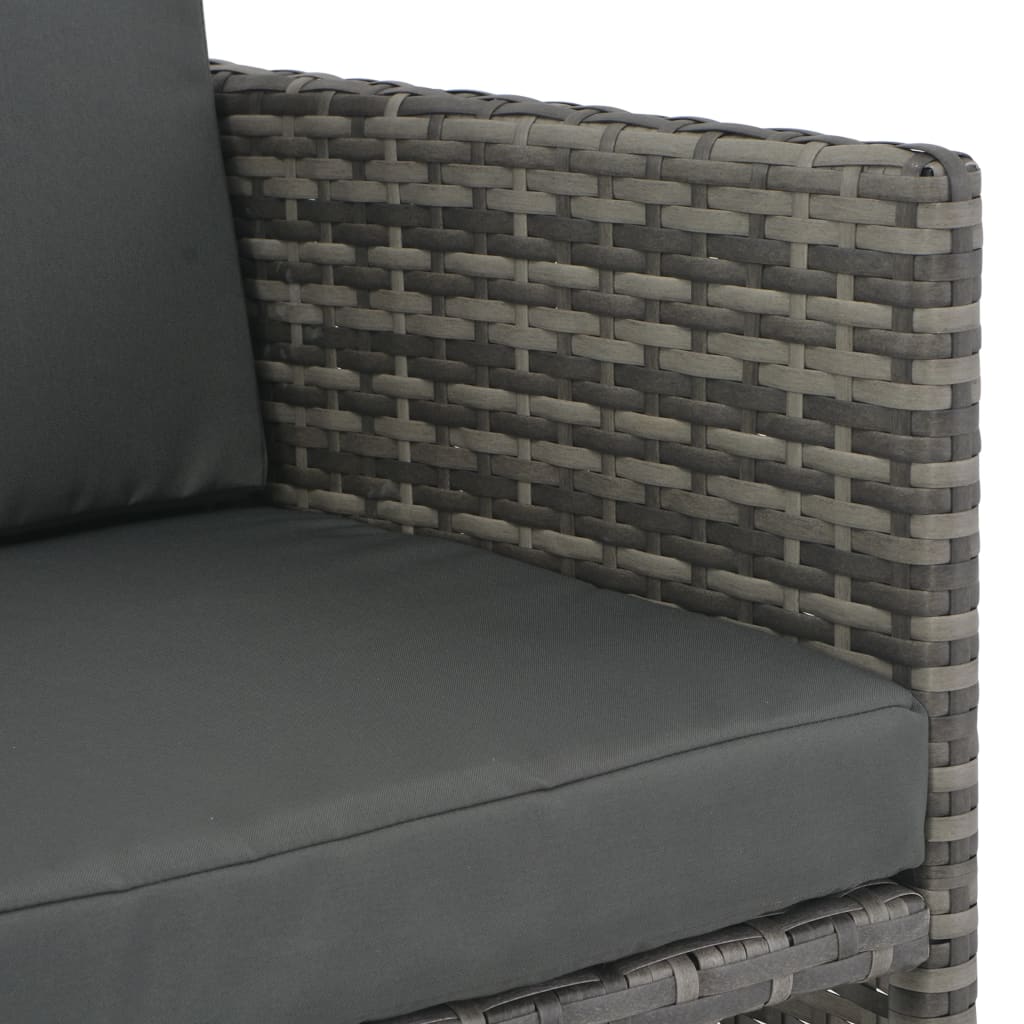 Set da Pranzo per Esterni 7 pz con Cuscini in Polyrattan Grigio 44721