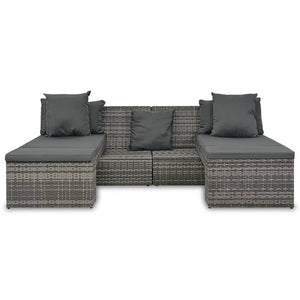 Set Divani da Giardino 4 pz con Cuscini in Polyrattan Grigio 44724