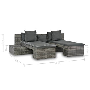 Set Divani da Giardino 4 pz con Cuscini in Polyrattan Grigio 44724