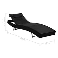 Lettini Prendisole 2 pz e Tavolo in Polyrattan e Textilene Nero cod mxl 27911