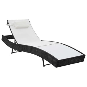 Lettini Prendisole 2 pz e Tavolo in Polyrattan e Textilene Nero cod mxl 27038