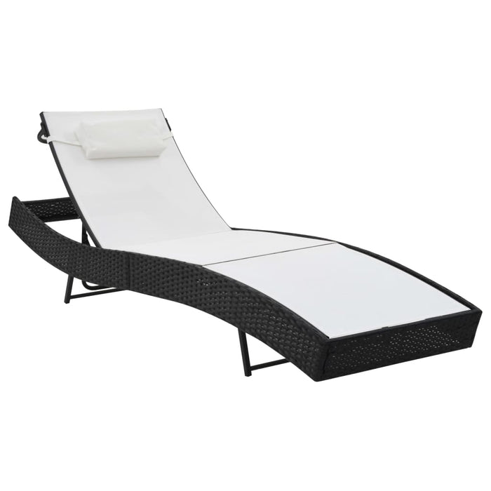 Lettini Prendisole 2 pz e Tavolo in Polyrattan e Textilene Nero cod mxl 27038