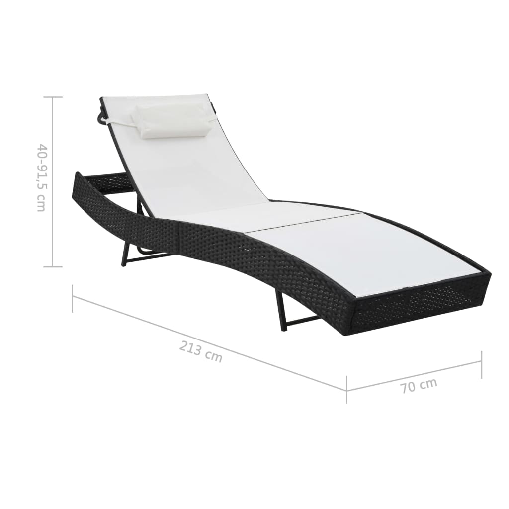 Lettini Prendisole 2 pz e Tavolo in Polyrattan e Textilene Nero cod mxl 27038