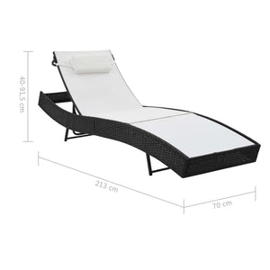 Lettini Prendisole 2 pz e Tavolo in Polyrattan e Textilene Nero cod mxl 27038