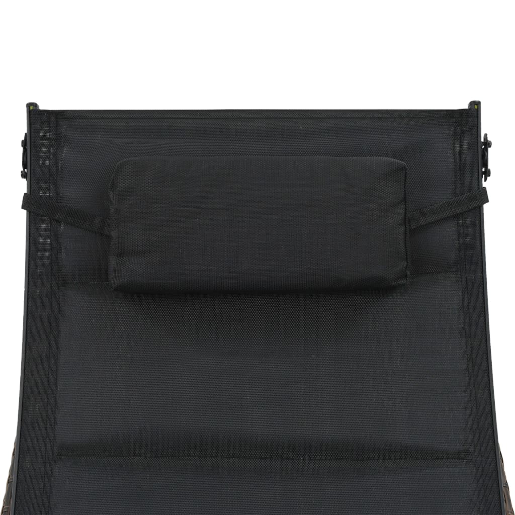 Sdraio sdraio prendisole lettino da giardino terrazzo arredo da esterno resina intrecciata e Textilene marrone 02_0012921