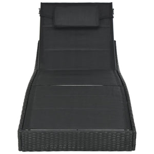 Sdraio sdraio prendisole lettino da giardino terrazzo arredo da esterno resina intrecciata e Textilene nero 02_0012922