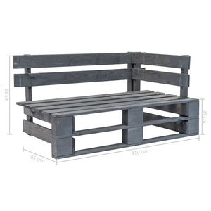 Panca Angolare da Giardino su Pallet in Legno Grigio 44698