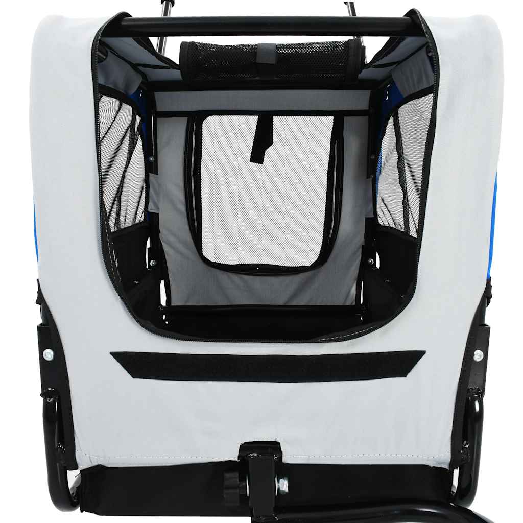 Rimorchio per Animali Domestici e Passeggino 2in1 Grigio e Blu 91763