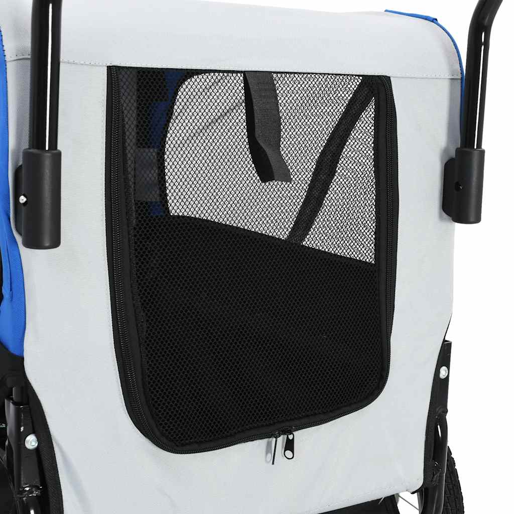Rimorchio per Animali Domestici e Passeggino 2in1 Grigio e Blu 91763