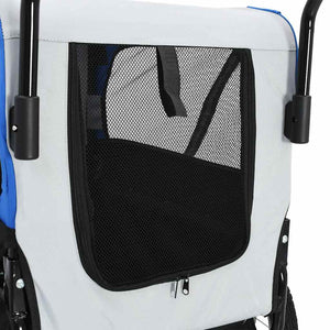 Rimorchio per Animali Domestici e Passeggino 2in1 Grigio e Blu 91763