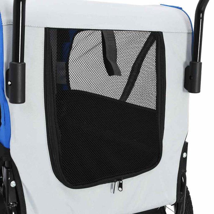 Rimorchio per Animali Domestici e Passeggino 2in1 Grigio e Blu 91763