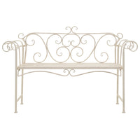 Panchina da Giardino 132 cm in Metallo Bianco Anticato 45430