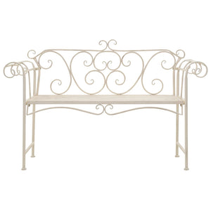 Panca da giardino mobili da giardino per esterni terrazza 132 x 46 x 85 cm bianco metallo anticato 02_0011238