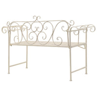 Panchina da Giardino 132 cm in Metallo Bianco Anticato 45430
