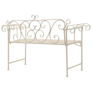 Panca da giardino mobili da giardino per esterni terrazza 132 x 46 x 85 cm bianco metallo anticato 02_0011238