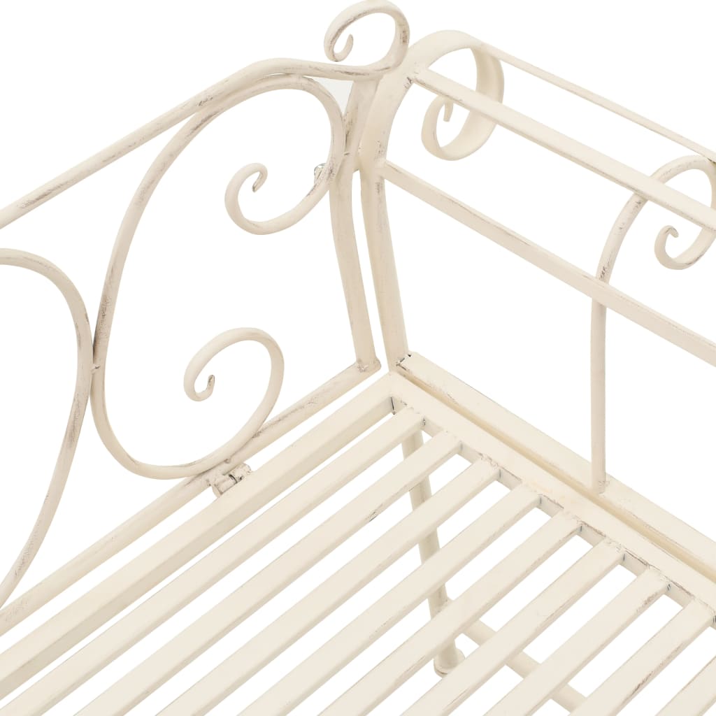 Panca da giardino mobili da giardino per esterni terrazza 132 x 46 x 85 cm bianco metallo anticato 02_0011238