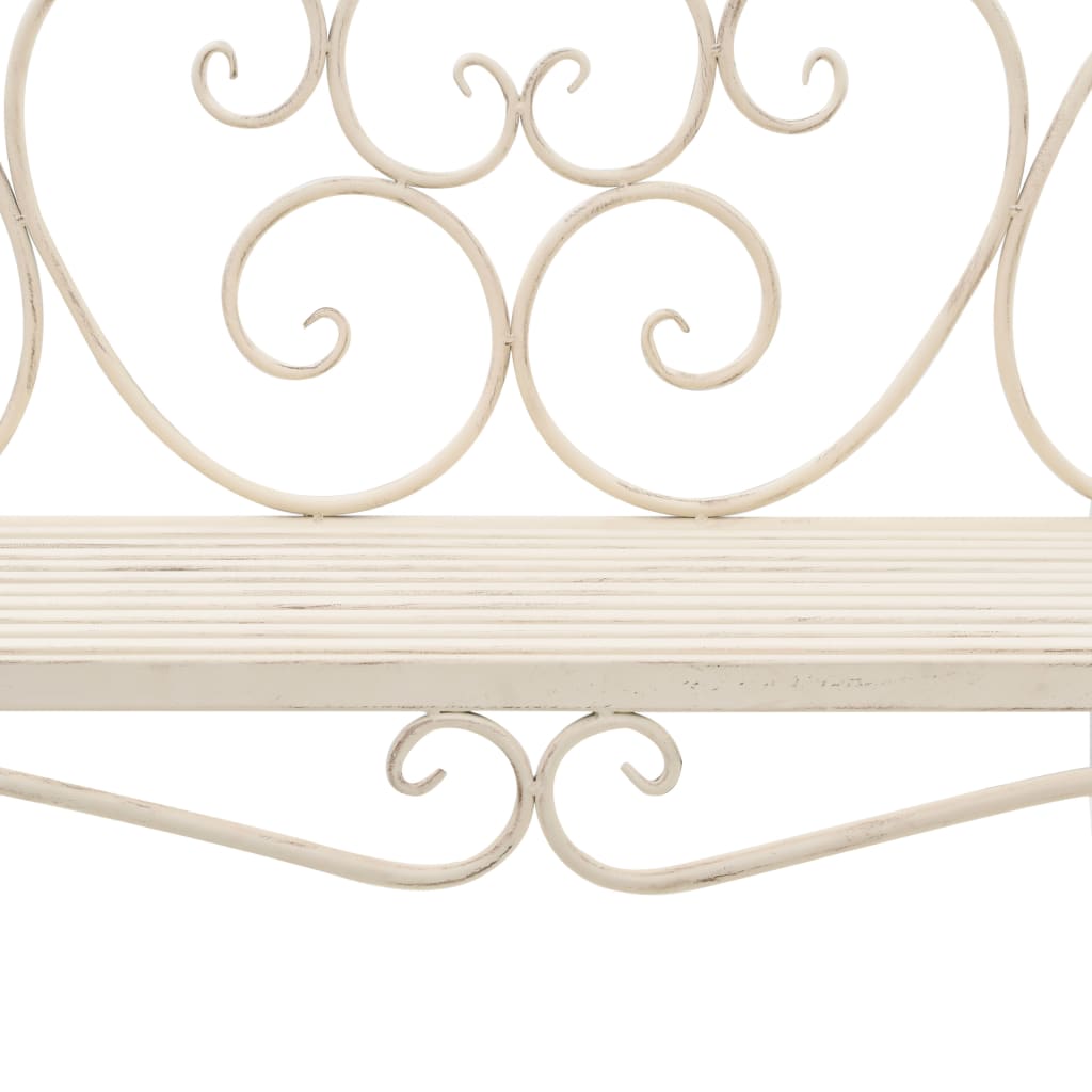 Panca da giardino mobili da giardino per esterni terrazza 132 x 46 x 85 cm bianco metallo anticato 02_0011238