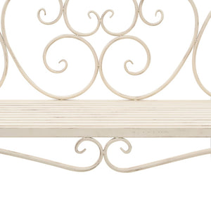 Panca da giardino mobili da giardino per esterni terrazza 132 x 46 x 85 cm bianco metallo anticato 02_0011238