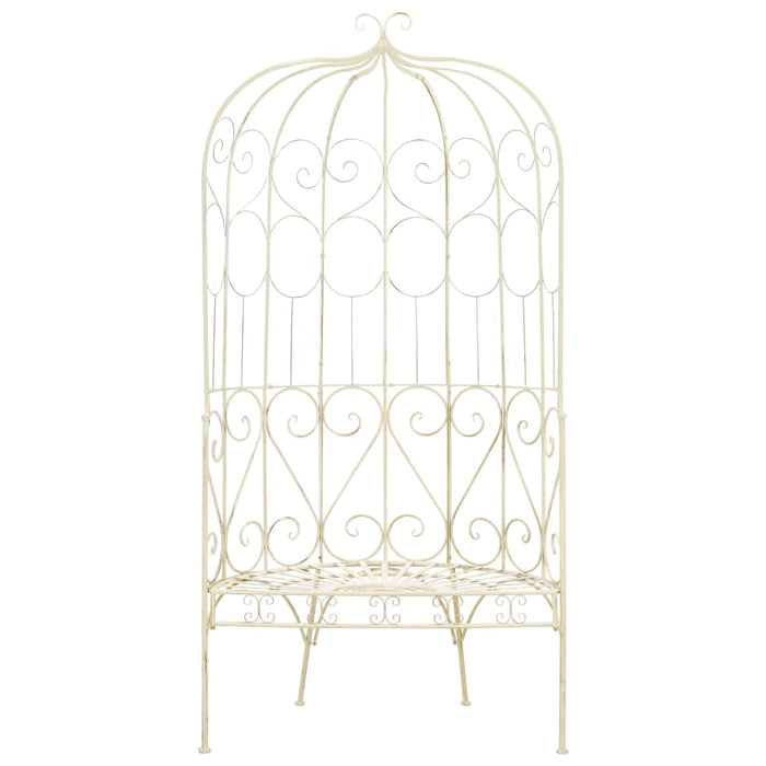 Panchina da Giardino 95 cm in Ferro Bianco Anticato cod mxl 49366