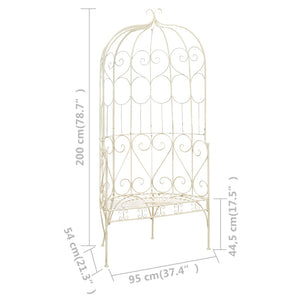 Panchina da Giardino 95 cm in Ferro Bianco Anticato cod mxl 49366