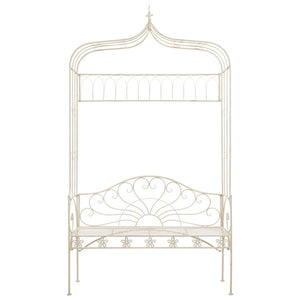 Panchina da Giardino 122 cm in Ferro Bianco Anticato 45434