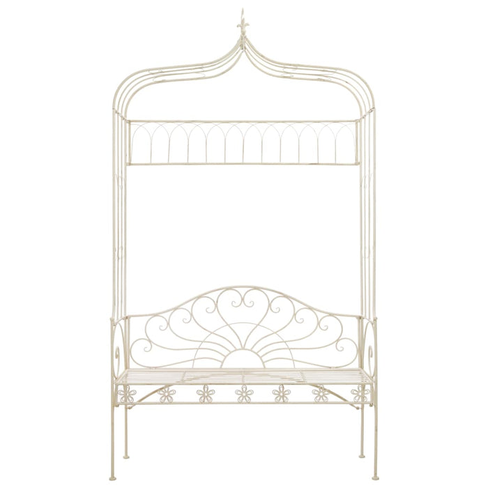 Panchina da Giardino 122 cm in Ferro Bianco Anticato 45434