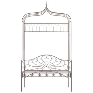 Panchina da Giardino 122 cm in Ferro Marrone Anticato