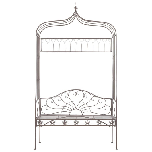 Panchina da Giardino 122 cm in Ferro Marrone Anticato