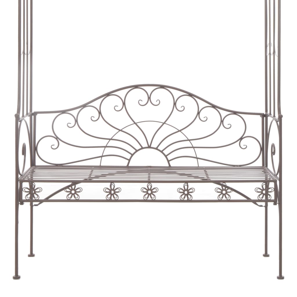 Panca da giardino mobili da giardino per esterni terrazza 122 x 43 x 220 cm ferro marrone antico 02_0011218