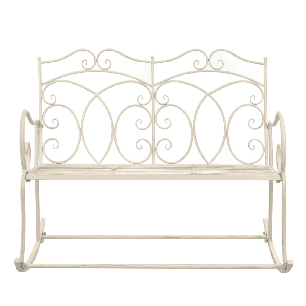 Panchina da Giardino 104 cm in Ferro Bianco Anticato cod mxl 52730