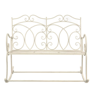 Panchina da Giardino 104 cm in Ferro Bianco Anticato cod mxl 52730