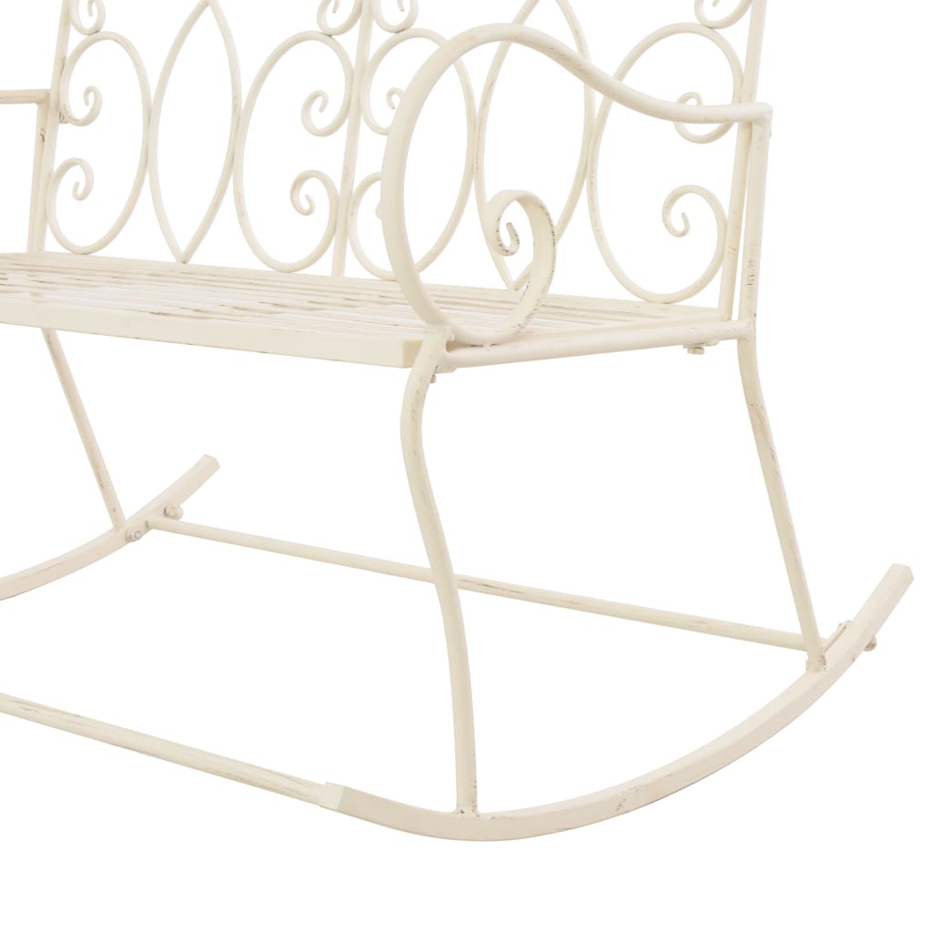 Panchina da Giardino 104 cm in Ferro Bianco Anticato cod mxl 52730