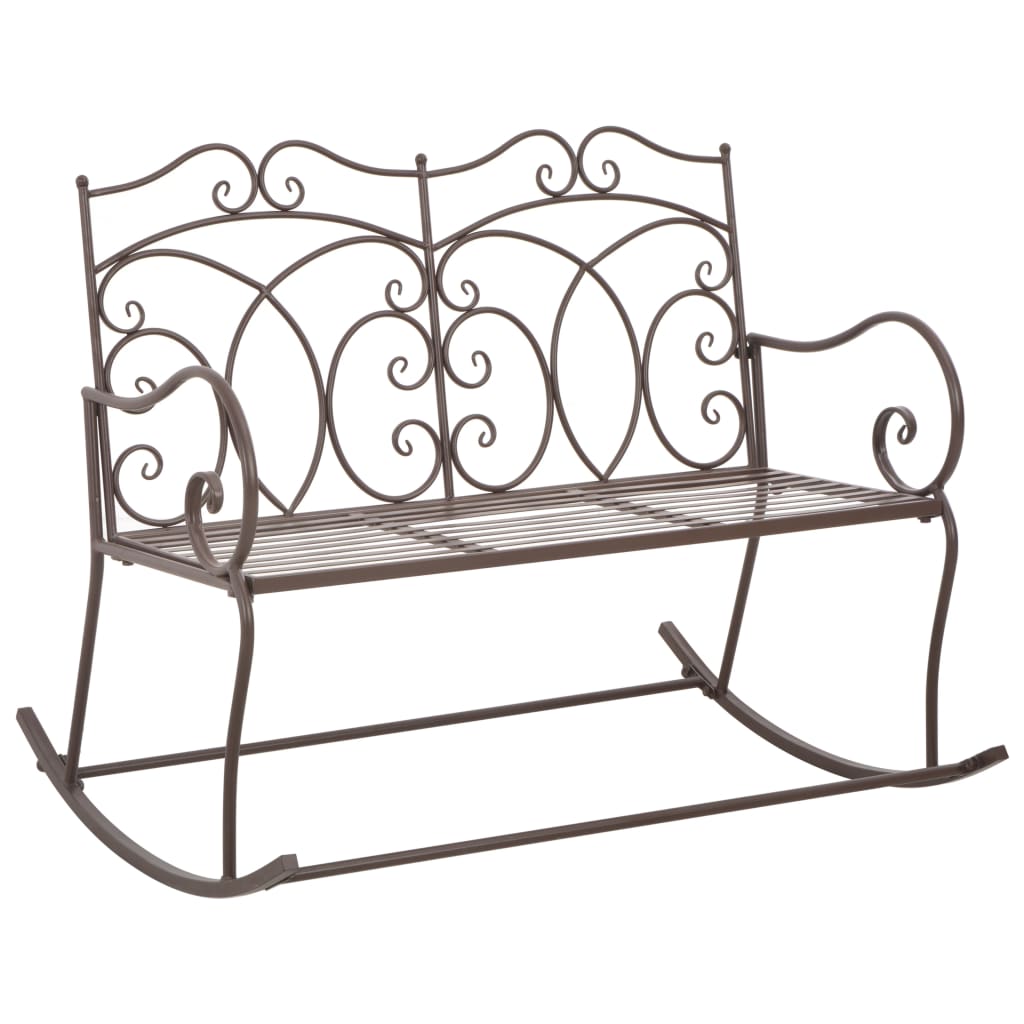 Panca da giardino mobili da giardino per esterni terrazza 104 x 83 x 89 cm ferro marrone antico 02_0011149