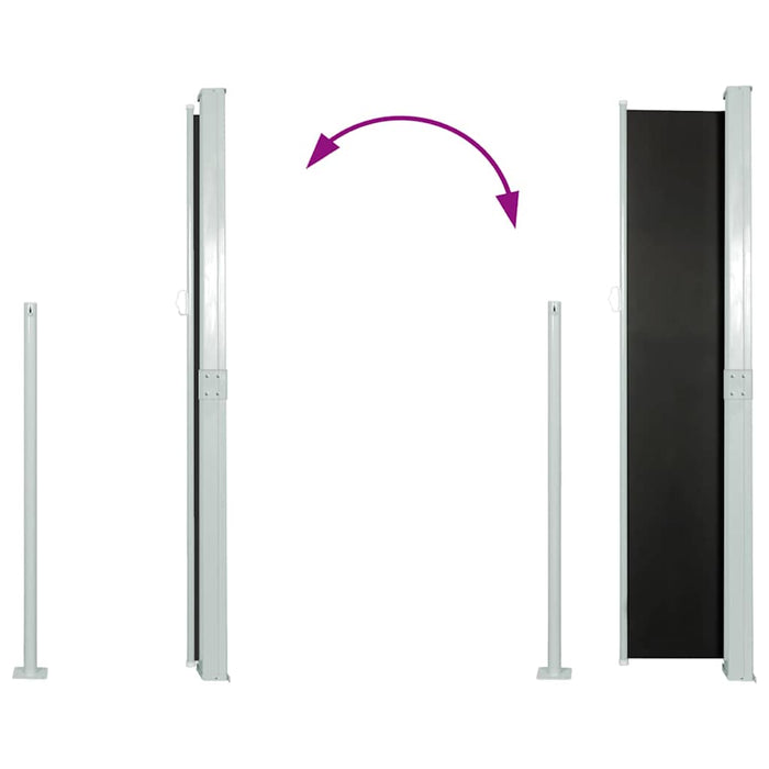 Tenda da Sole Laterale Retrattile 160 x 500 cm Nera 45460