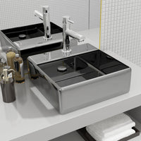 Lavandino con Troppopieno-Lavabo-Lavello 41x41x15 cm in Ceramica Argento